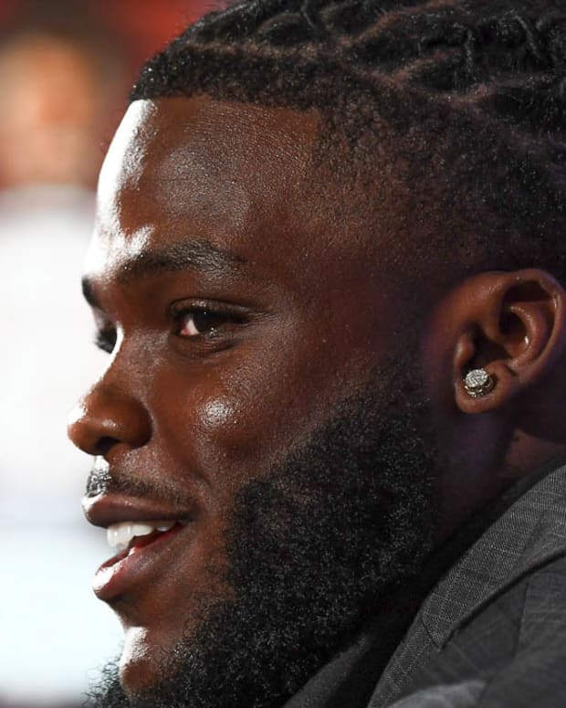 Razorbacks running back Raheim "Rocket" Sanders at SEC Media Days
